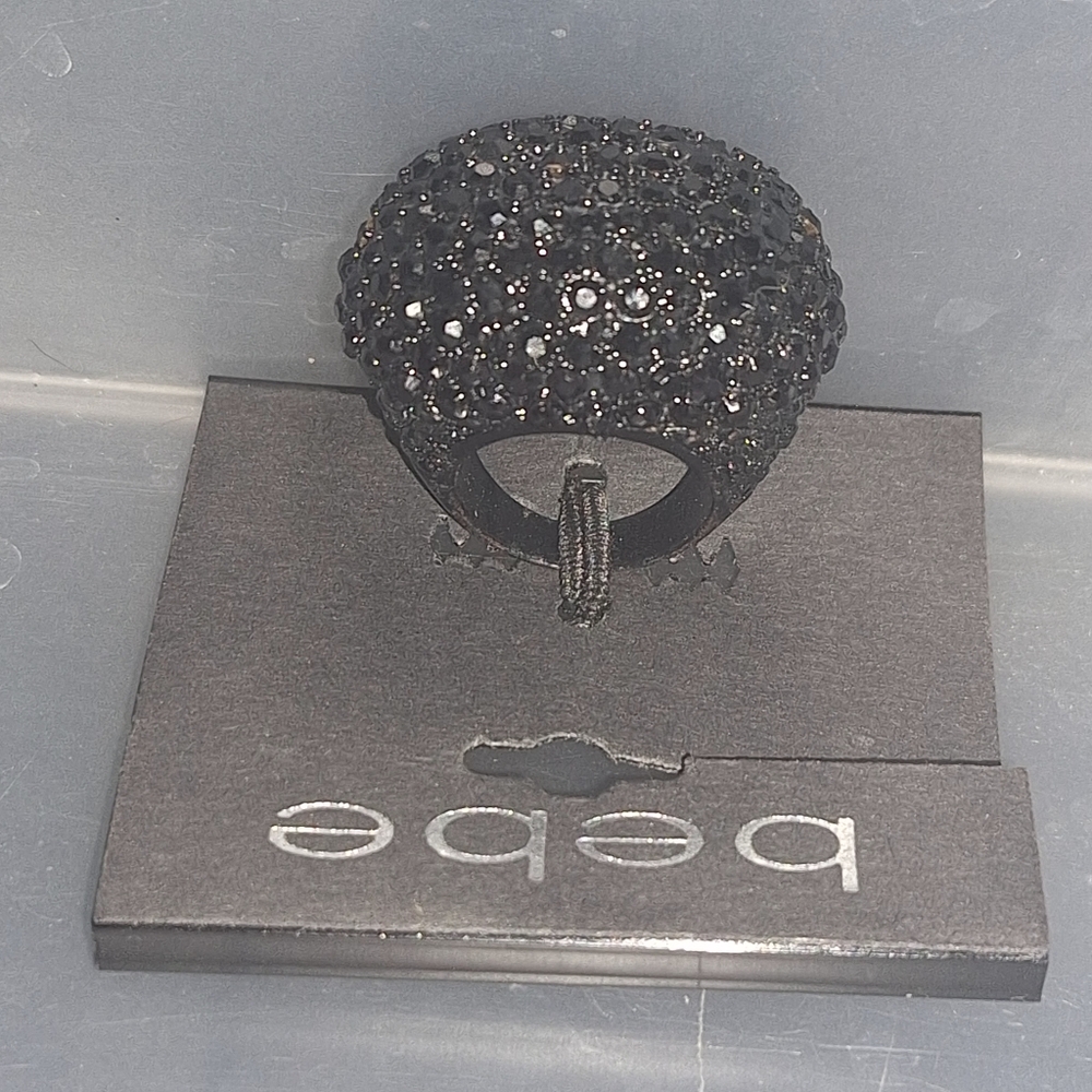 BEBE Large Black Crystal Ring